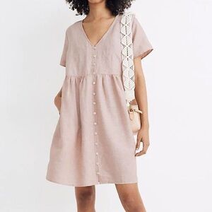 Madewell Petite Linen Babydoll Dress Sz Small SP